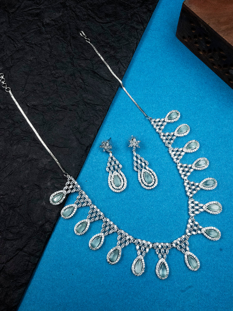 Women's Fashionable Cubic Zirconia Multi Tear Drop Necklace Set for Parties