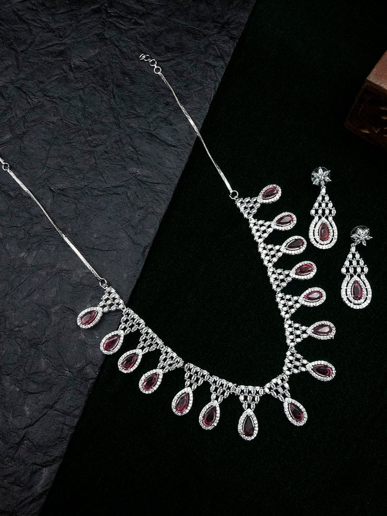 Women's Fashionable Cubic Zirconia Multi Tear Drop Necklace Set for Parties