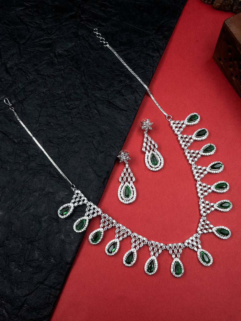 Women's Fashionable Cubic Zirconia Multi Tear Drop Necklace Set for Parties