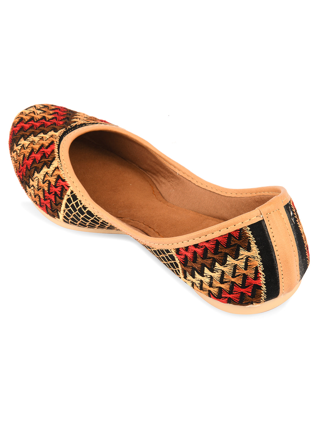 Women's Black Multicolour  Indian Ethnic Comfort Footwear - Desi Colour