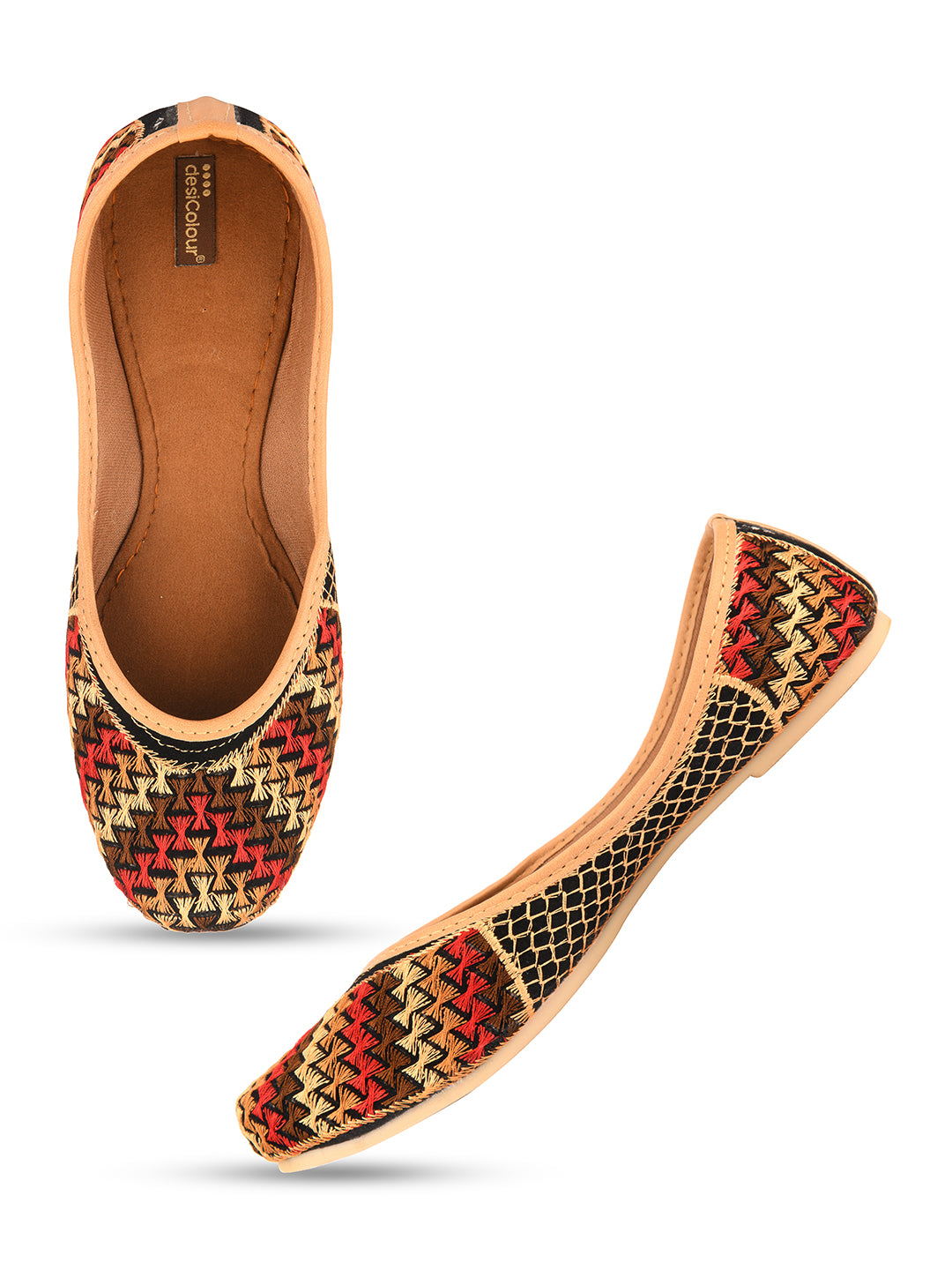 Women's Black Multicolour  Indian Ethnic Comfort Footwear - Desi Colour