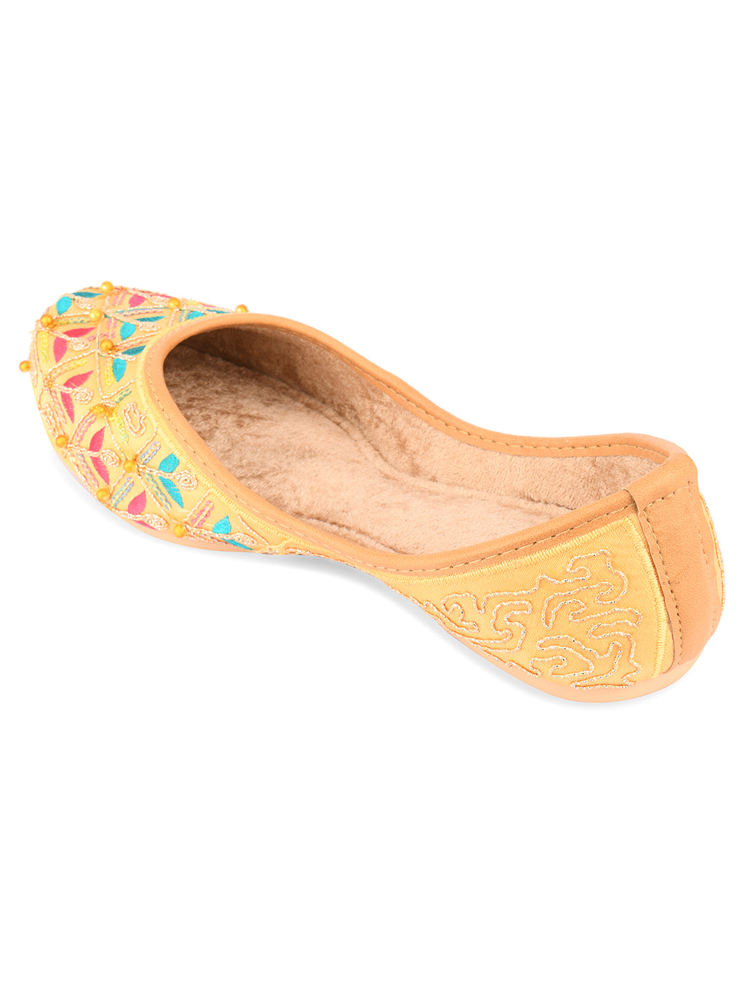 Women's Gold Multi  Indian Ethnic Comfort Footwear - Desi Colour