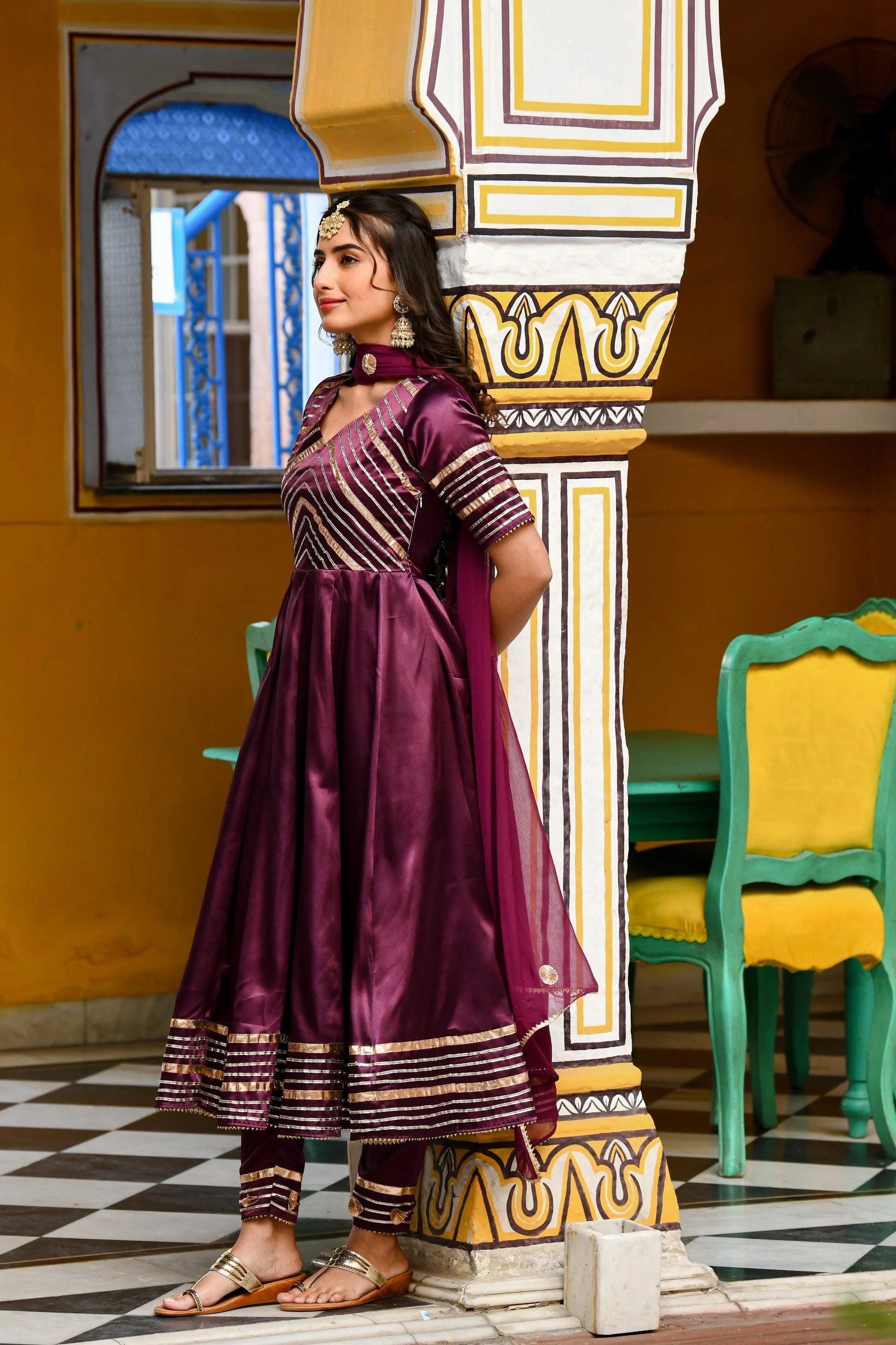 anarkali dress purple colour Lavender Anarkali Gown: Embroidered Georgette Indian Dress With Dupatta