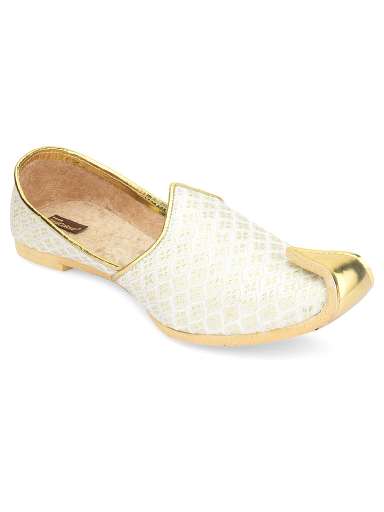Men's Indian Ethnic Party Wear White Footwear