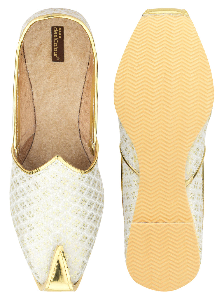 Men's Indian Ethnic Party Wear White Footwear