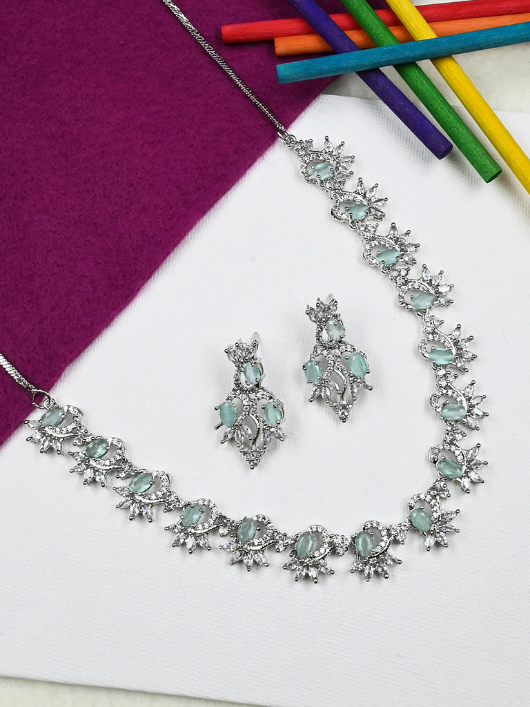 Women's Graceful American Diamond Necklace Set with Earrings