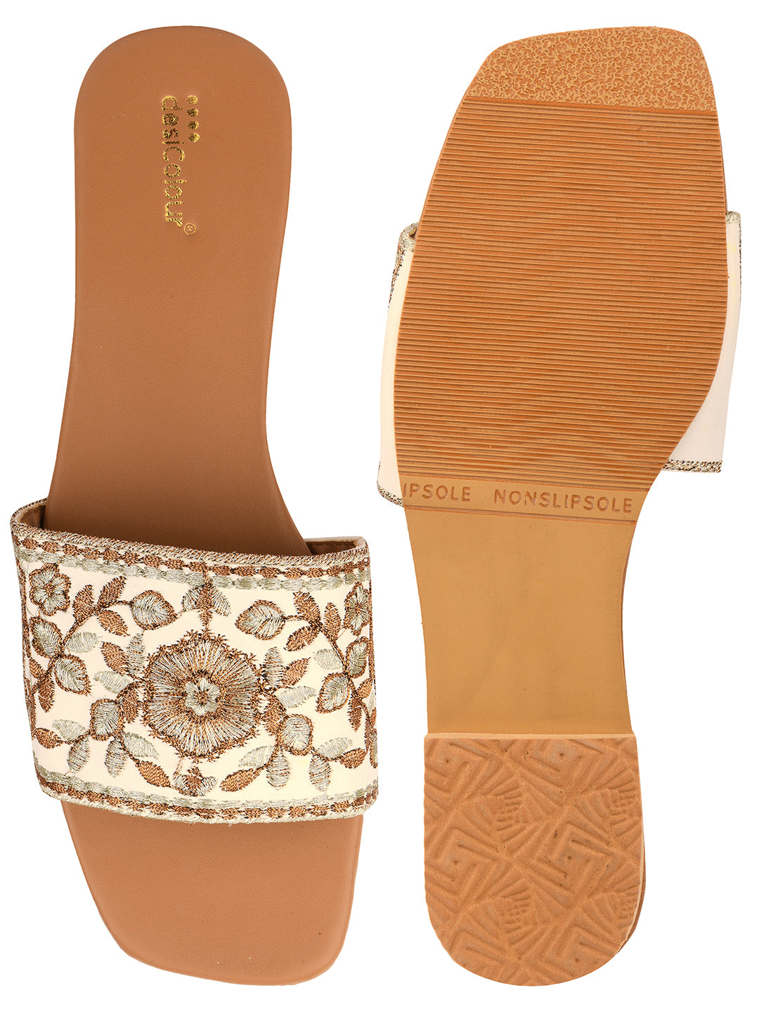 Women's Multicolour2 Embroidered Slider  Indian Ethnic Comfort Footwear - Desi Colour