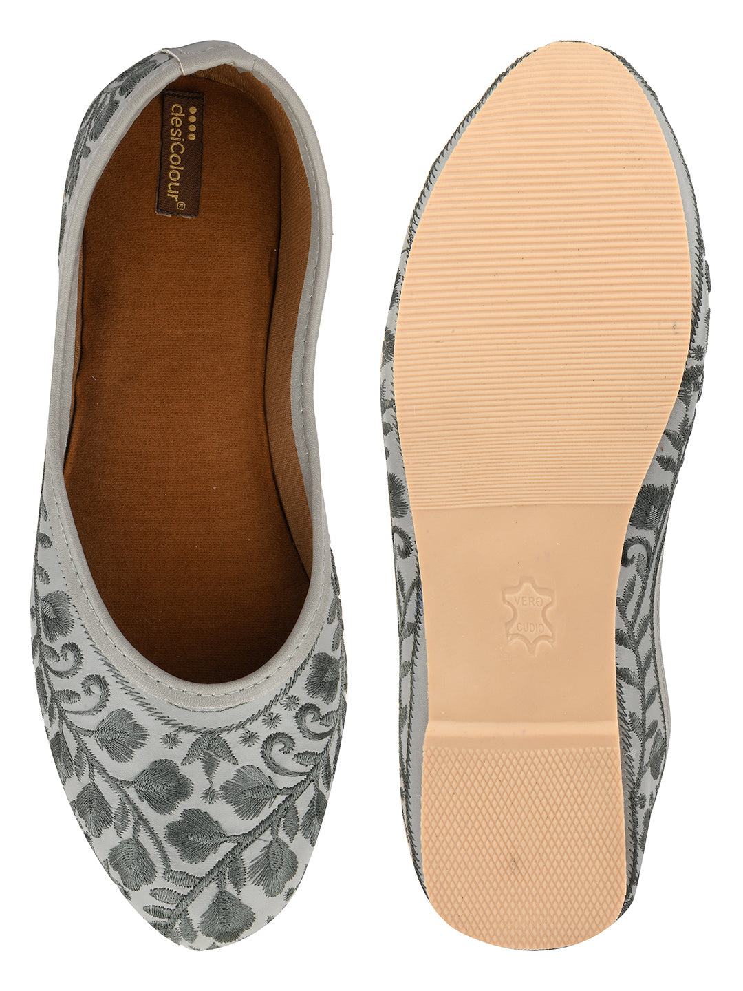 Women's Grey Boutique LR  Indian Ethnic Comfort Footwear - Desi Colour