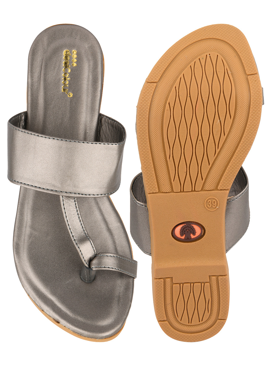 Women's Grey  Indian Ethnic Comfort Slipper Footwear - Desi Colour