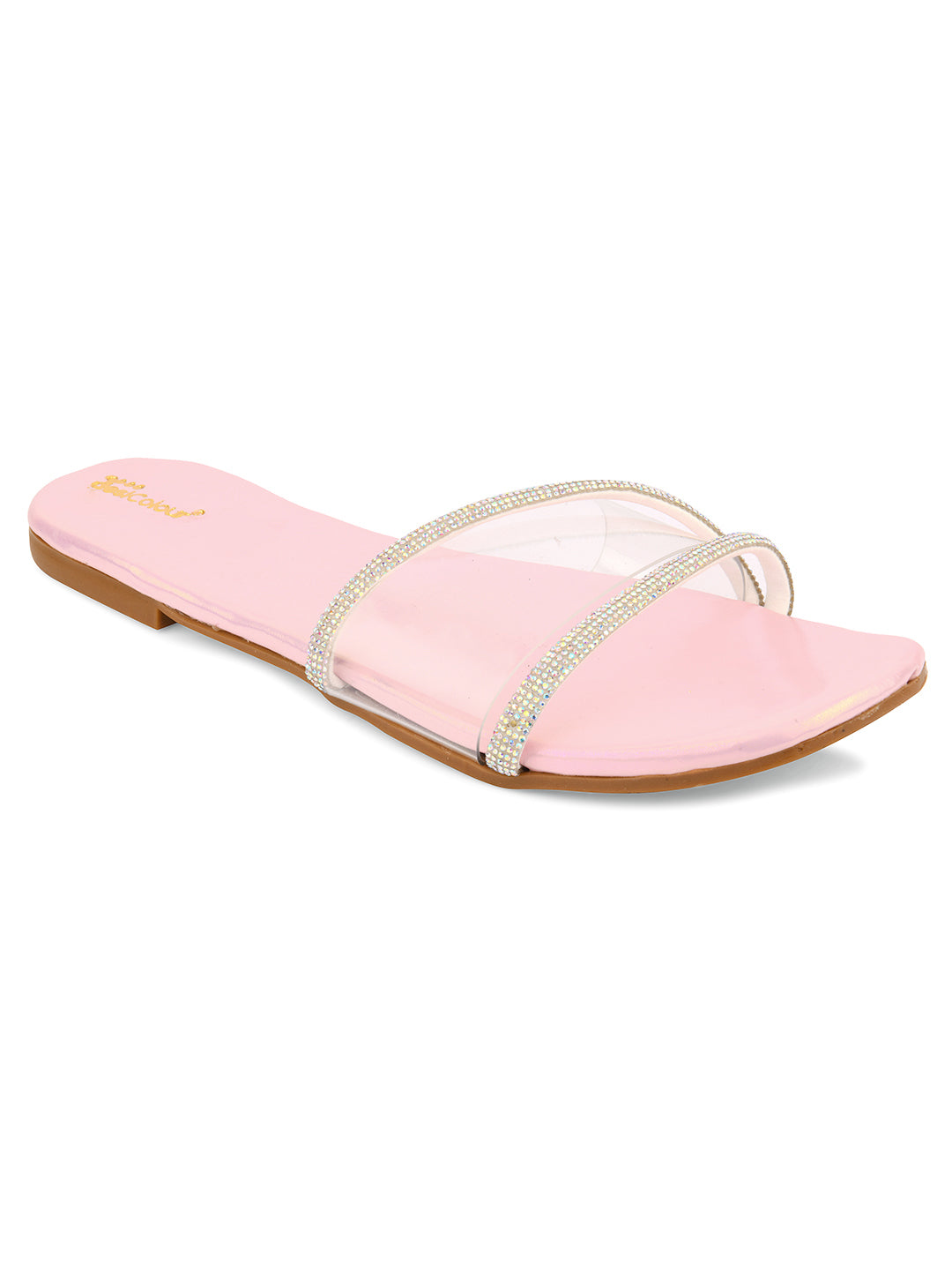 Women's Pink Sliders  Indian Ethnic Comfort Footwear - Desi Colour