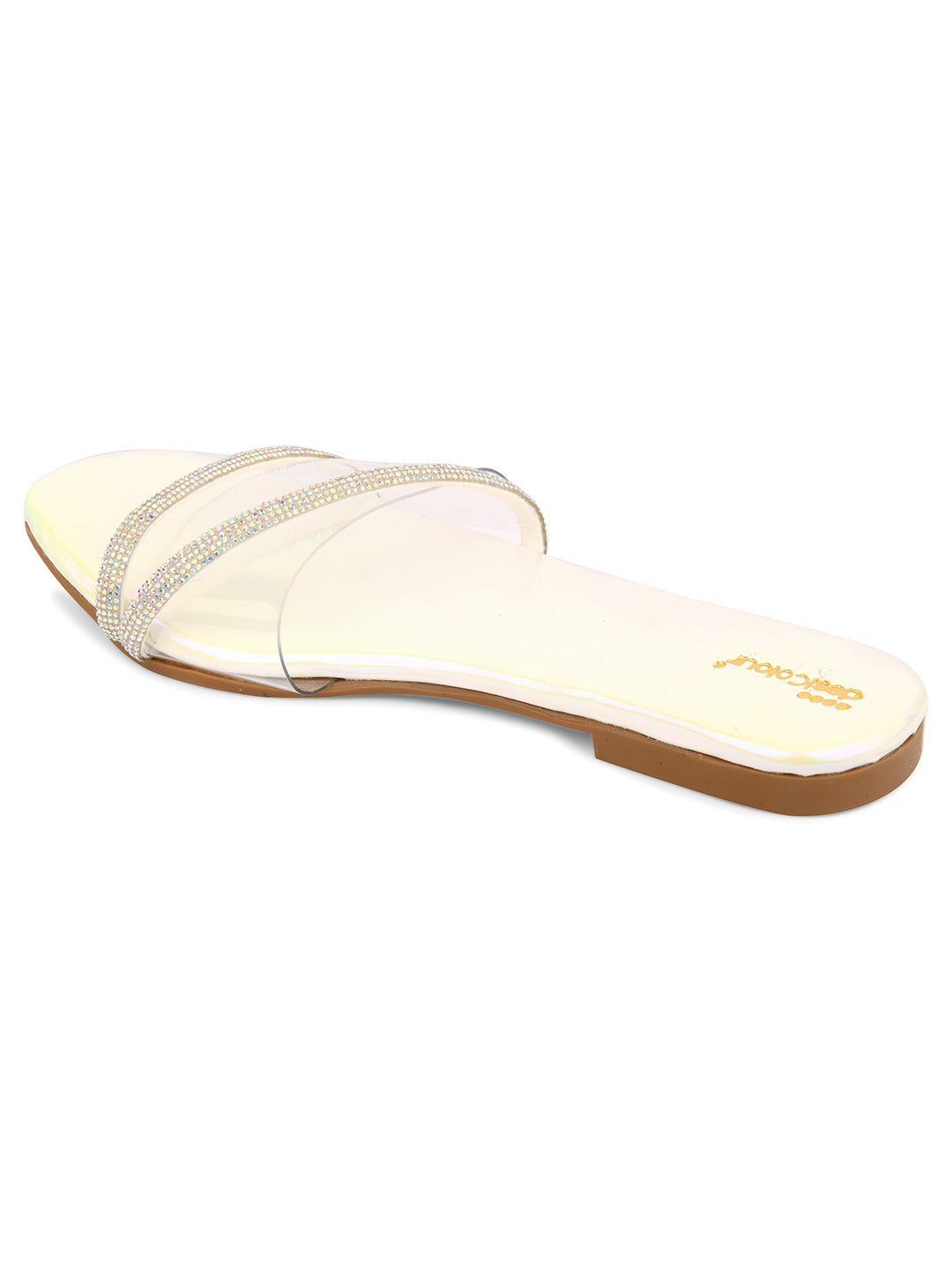 Women's White Sliders  Indian Ethnic Comfort Footwear - Desi Colour