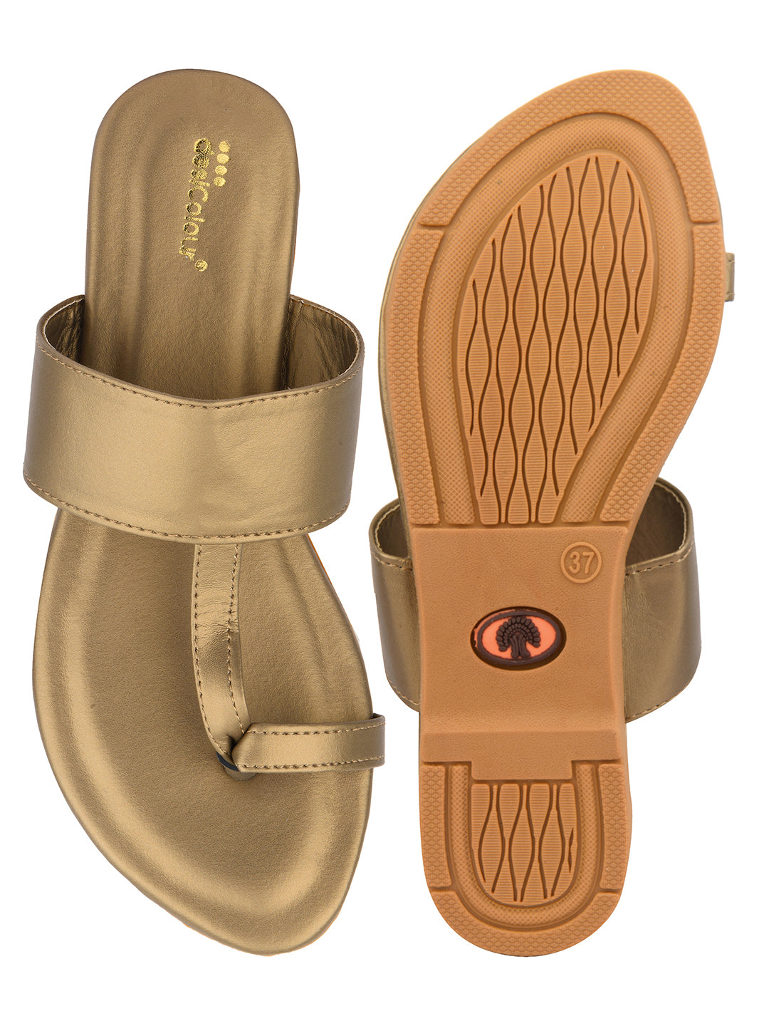 Women's Gold  Indian Ethnic Comfort Slipper Footwear - Desi Colour
