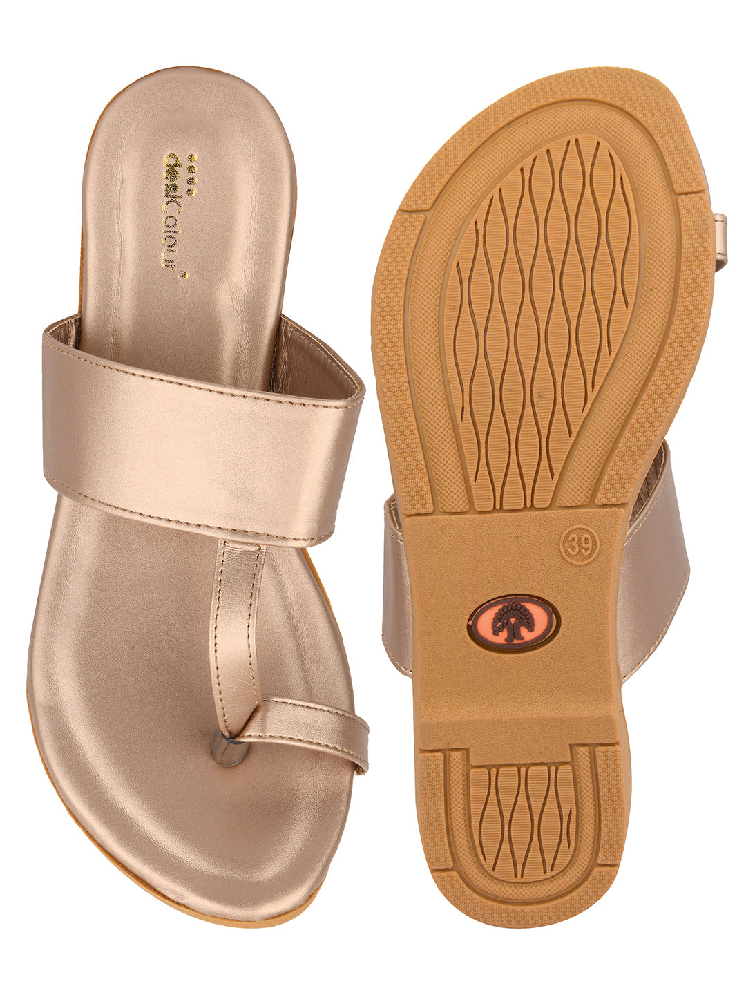 Women's Rose Gold  Indian Ethnic Comfort Slipper Footwear - Desi Colour