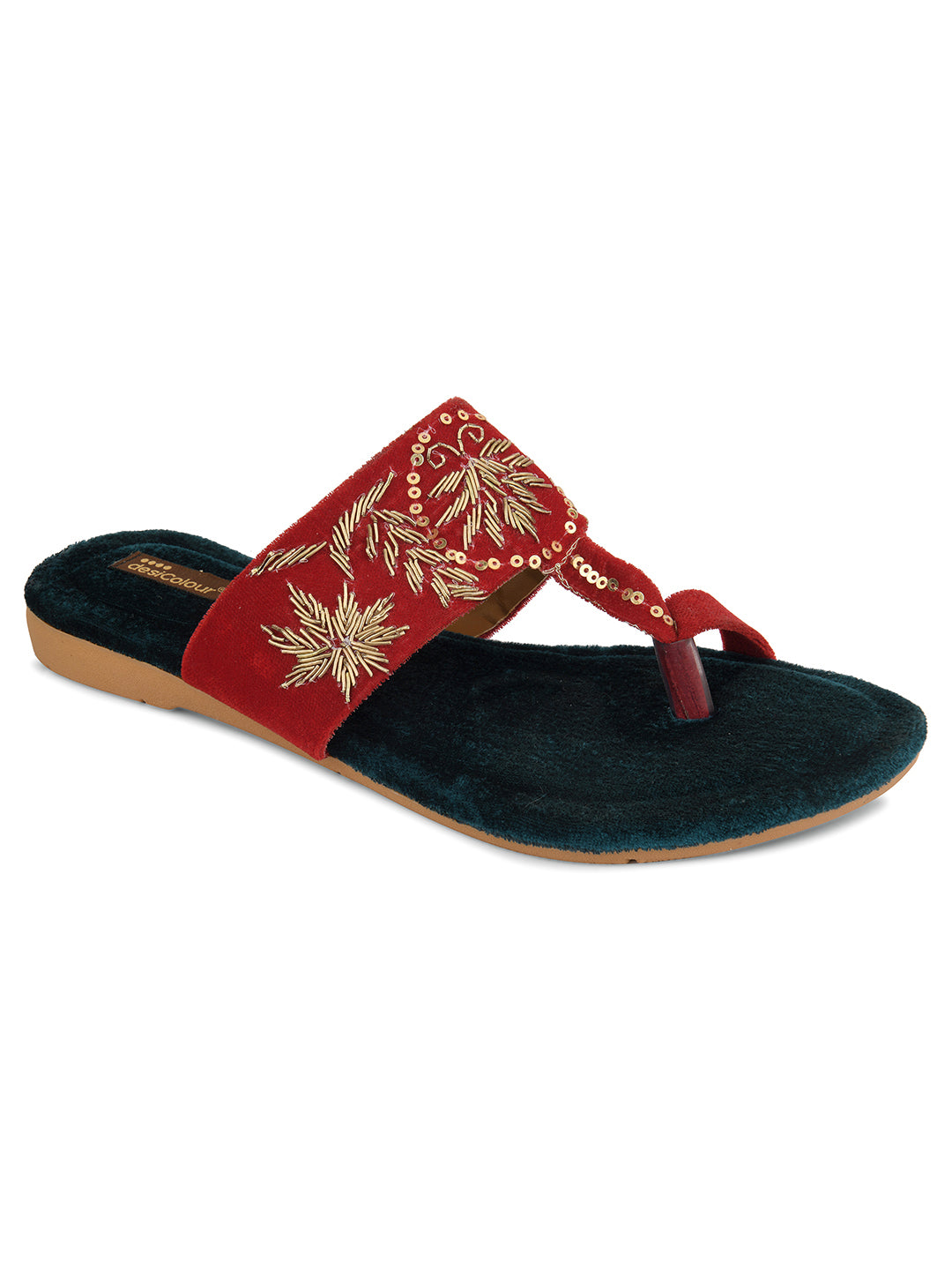 Women's Red Slipper  Indian Ethnic Comfort Footwear - Desi Colour