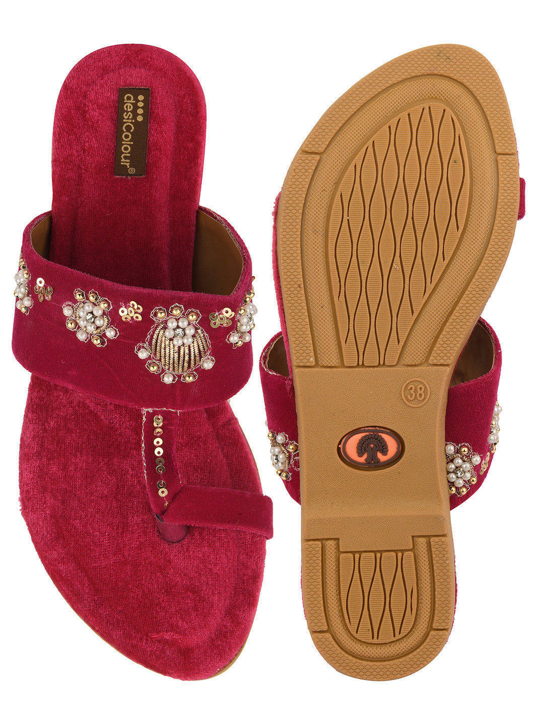Women's Pink Slipper  Indian Ethnic Comfort Footwear - Desi Colour