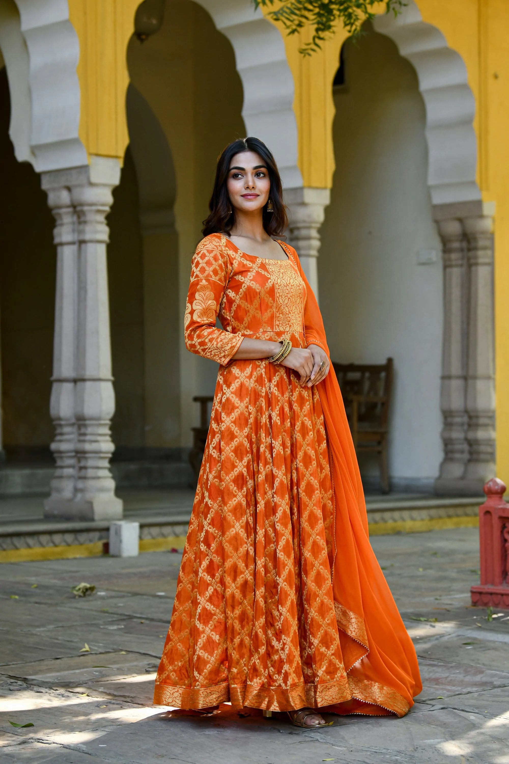 orange anarkali dress Jahaan (Universe)