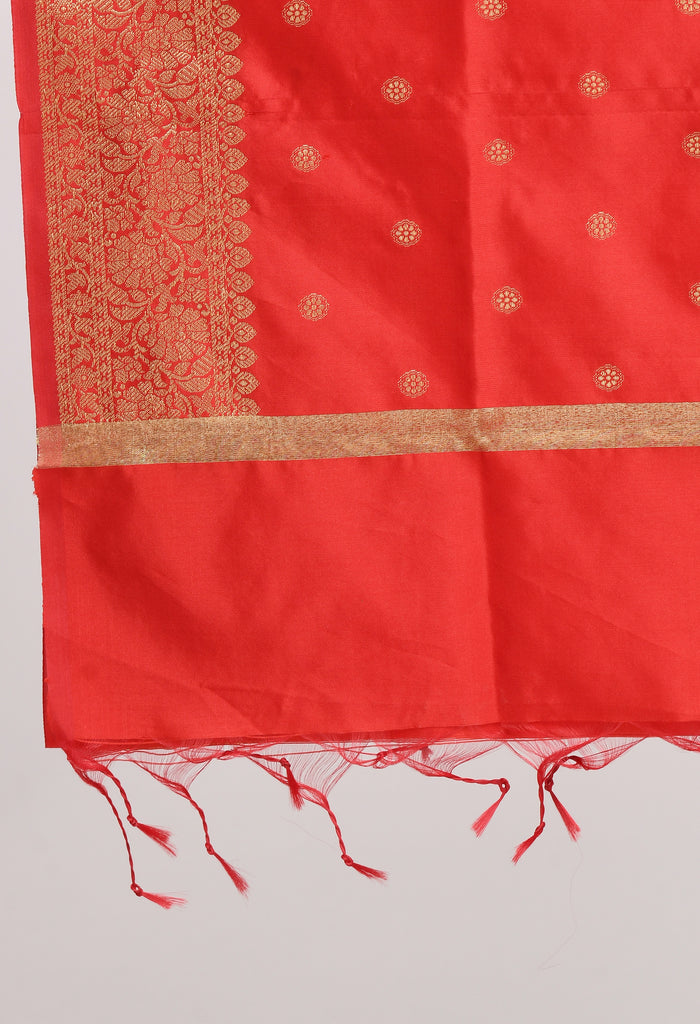 Women's Banarsi Silk Woven Design Red Dupatta