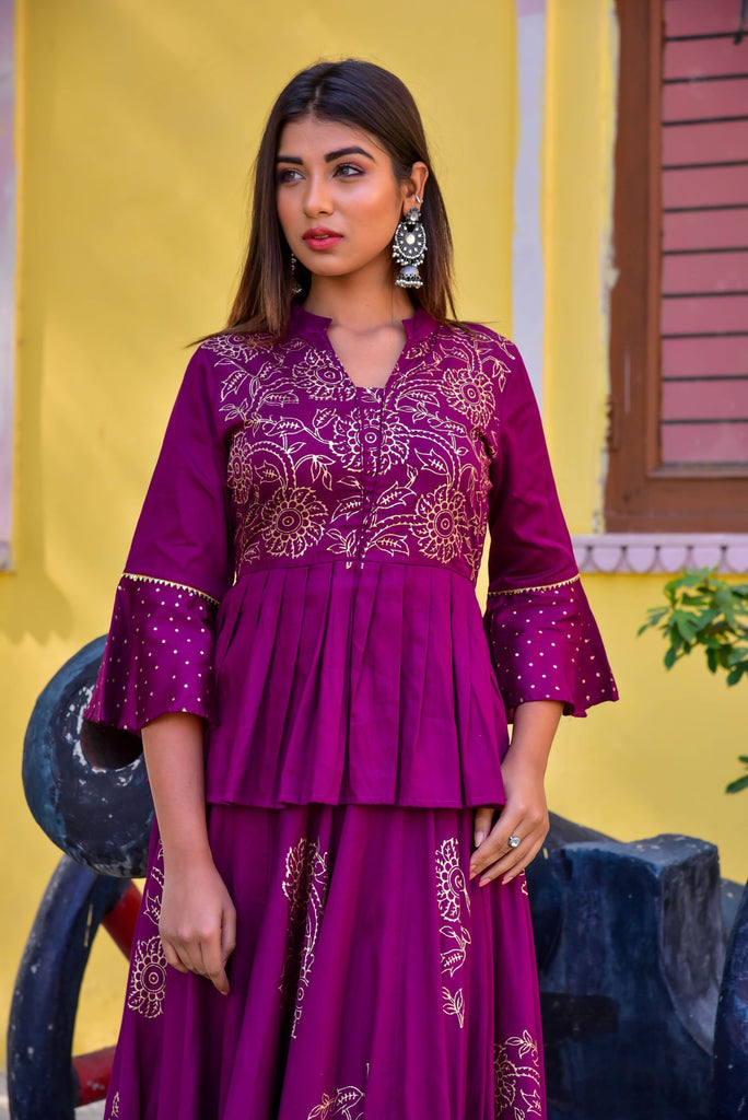 Women's Purple Lehenga Set (2Pc Set)