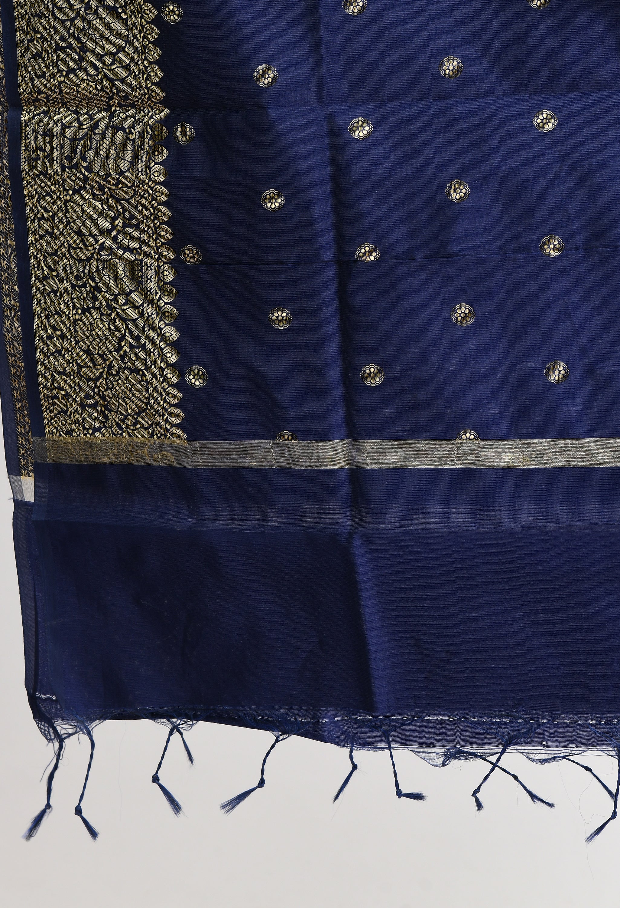 Women's Banarsi Silk Woven Design Navy Blue Dupatta - Moeza