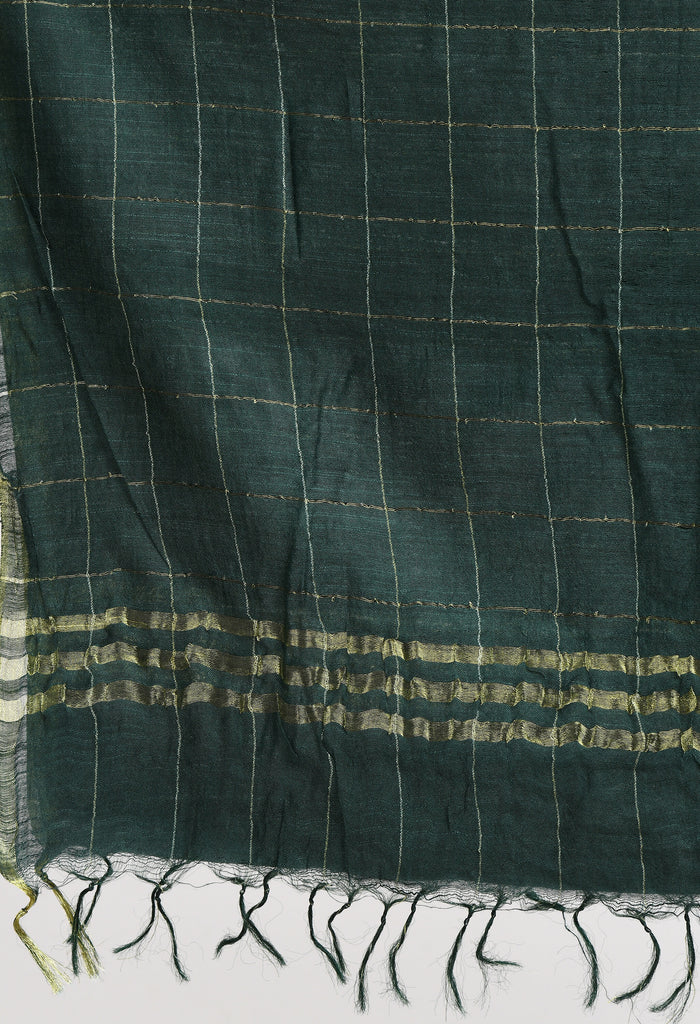 Women's Cotton Zari Box Bottle Green Dupatta