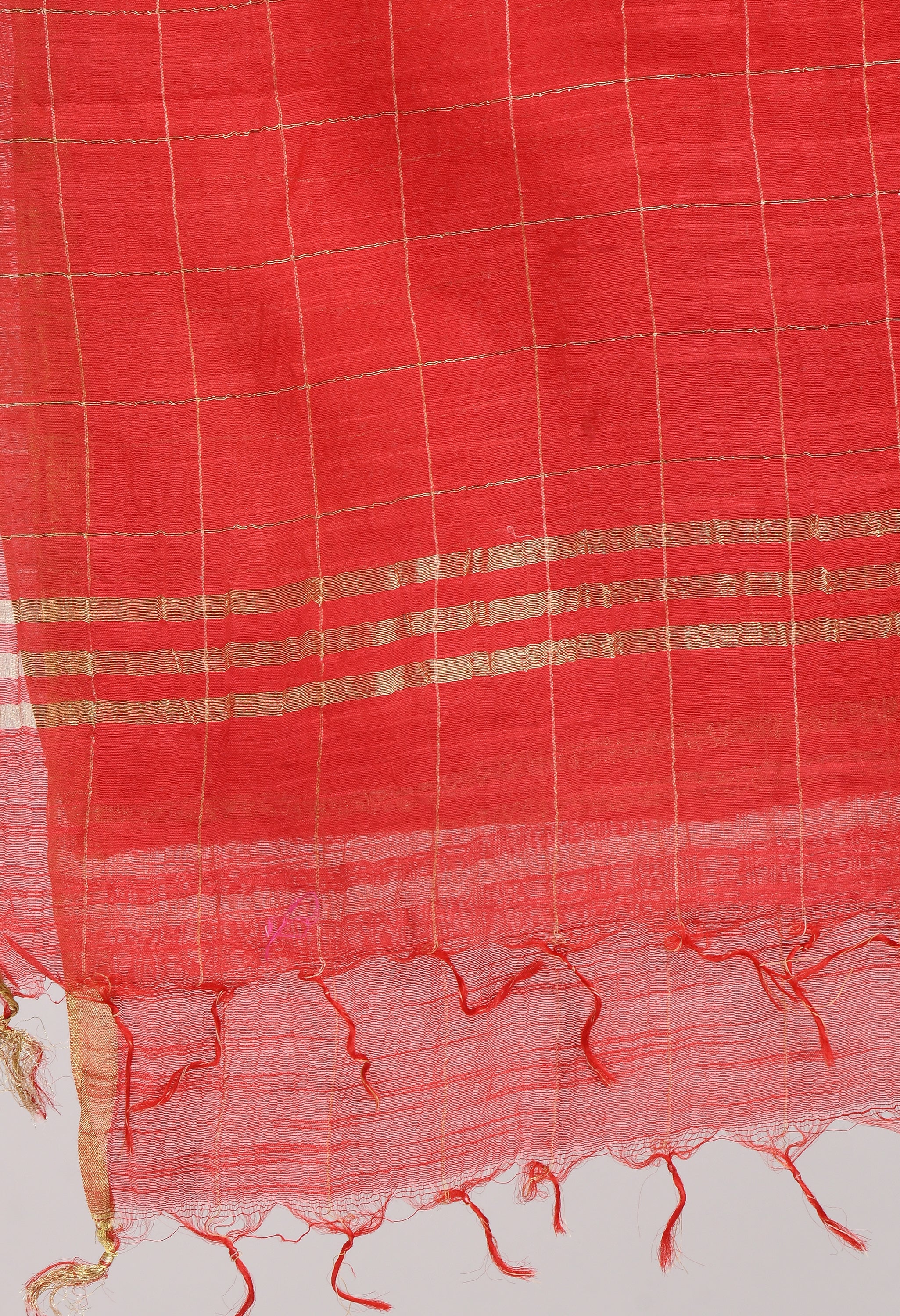 Women's Cotton Zari Box Red Dupatta - Moeza