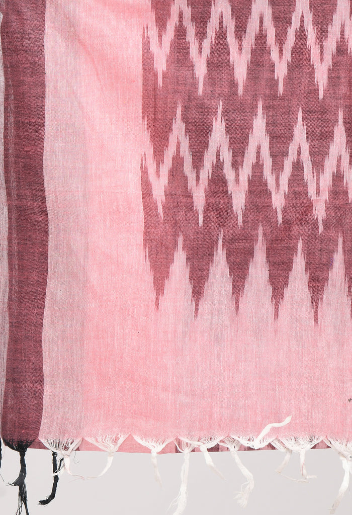 Women's Handloom Cotton Ikkat Maroon Dupatta