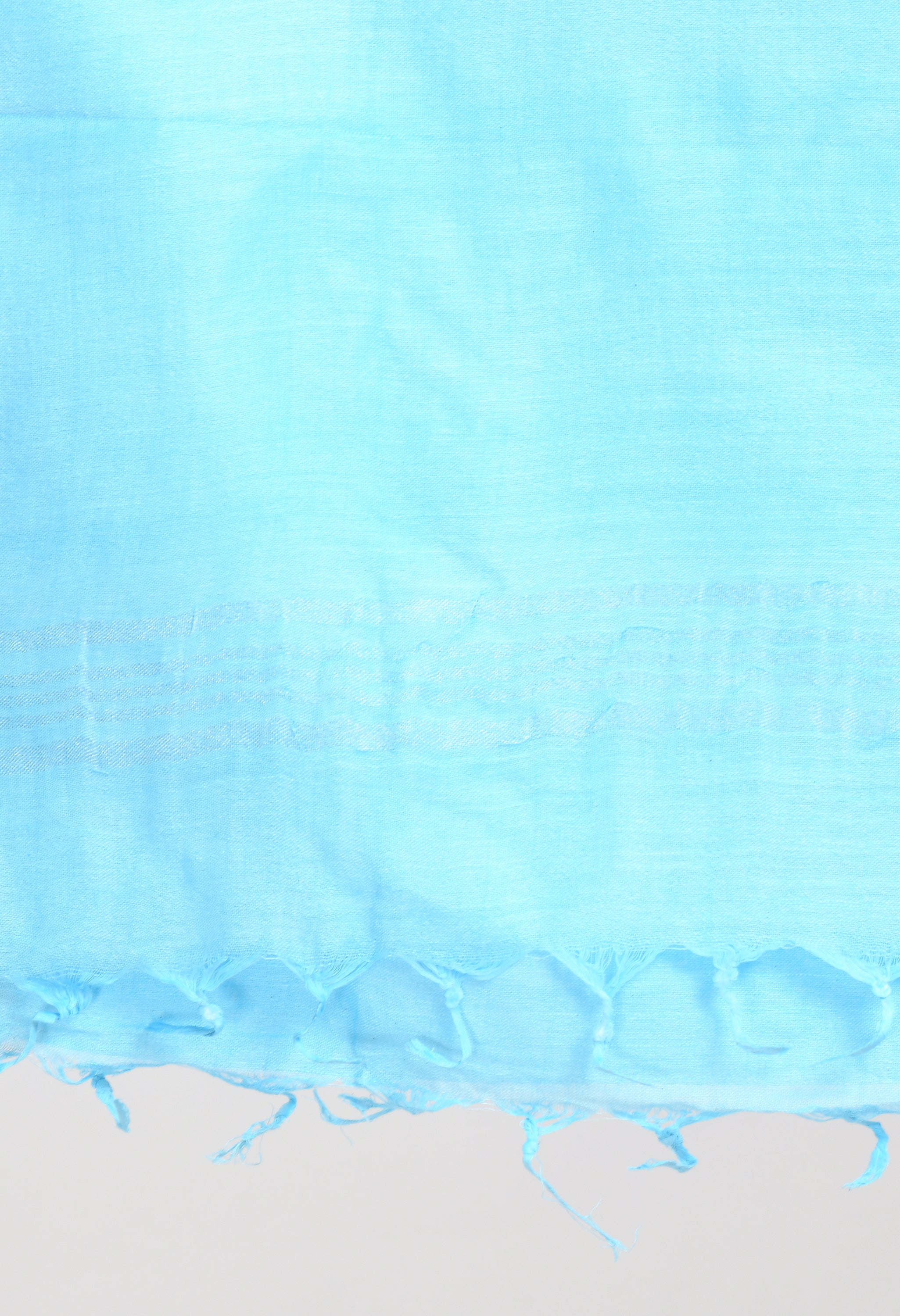 Women's Linen Cotton Silver Border Sky Blue Dupatta - Moeza