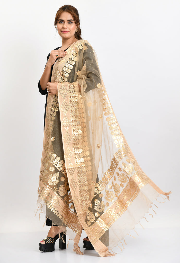Women's Organza Gotta Patti Bridal Dupatta Golden Dupatta
