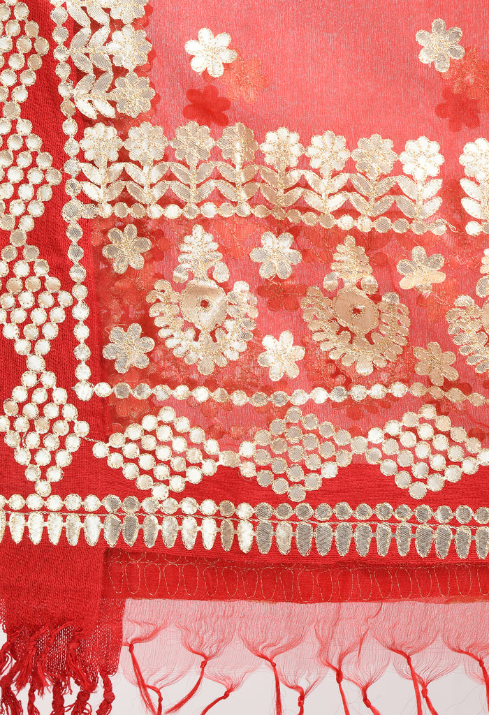 Women's Organza Gotta Patti Bridal Dupatta Red Dupatta