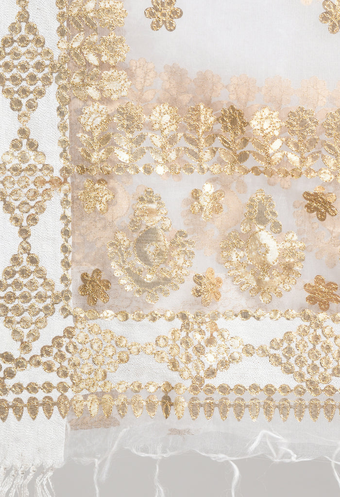 Women's Organza Gotta Patti Bridal Dupatta White Dupatta