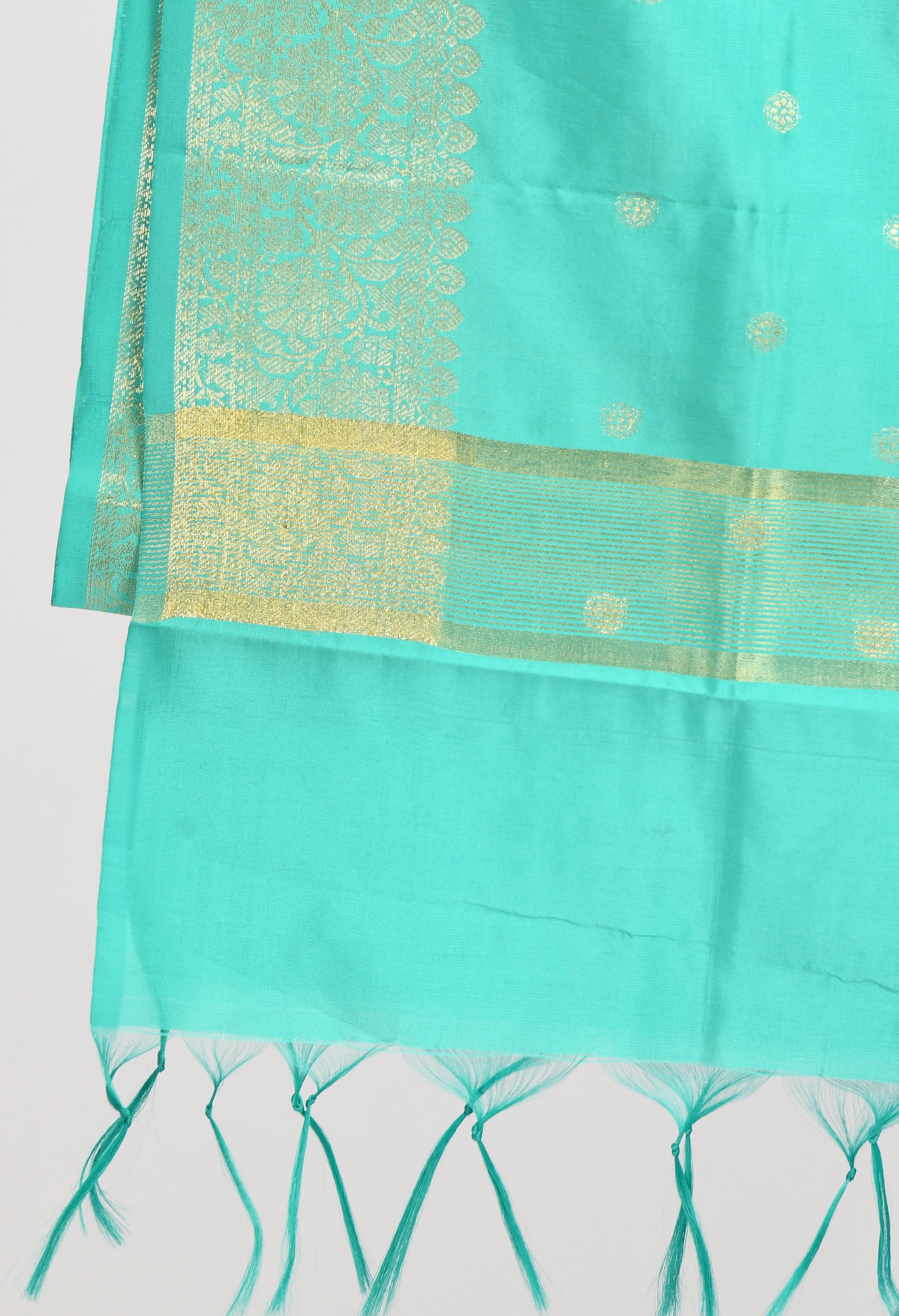 Women's Banarsi Silk Woven Design Sea Green Dupatta - Moeza
