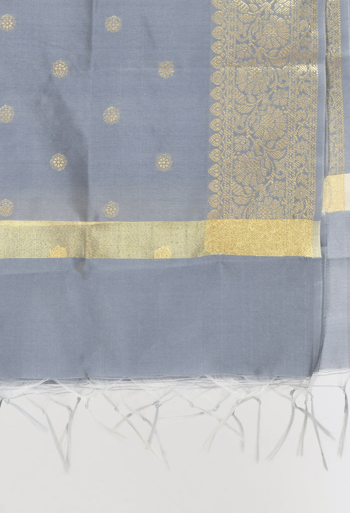 Women's Banarsi Silk Woven Design Grey Dupatta