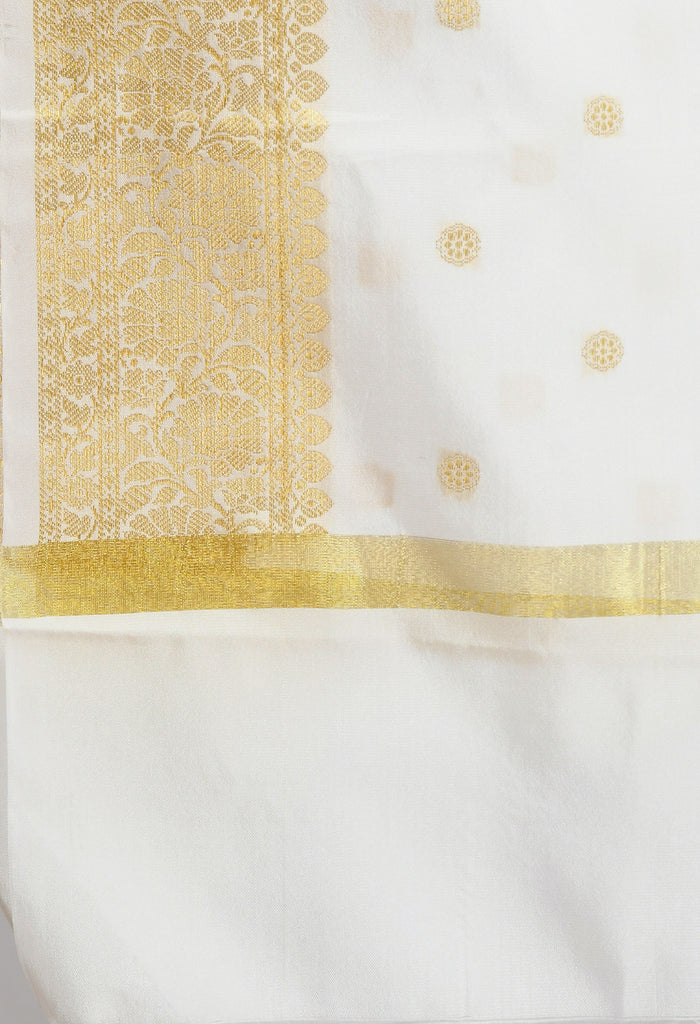 Women's Banarsi Silk Woven Design White Dupatta