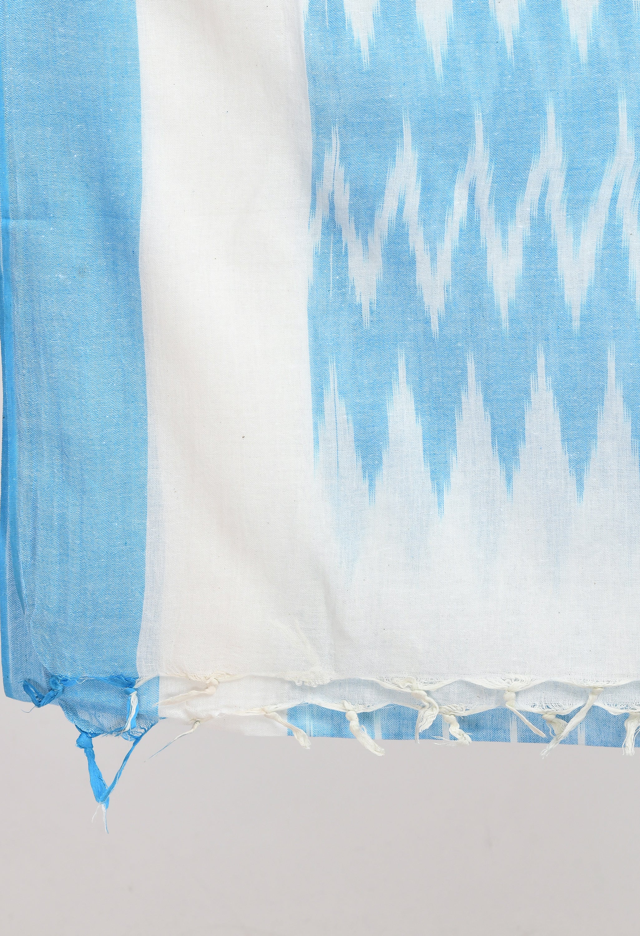 Women's Handloom Cotton Ikkat Sky Blue Dupatta - Moeza