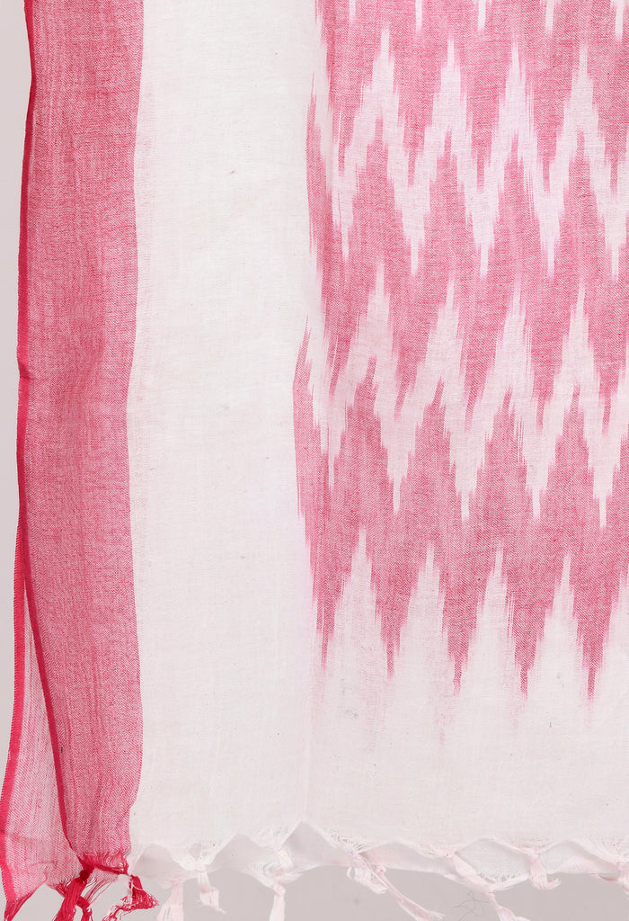Women's Handloom Cotton Ikkat Baby Pink Dupatta