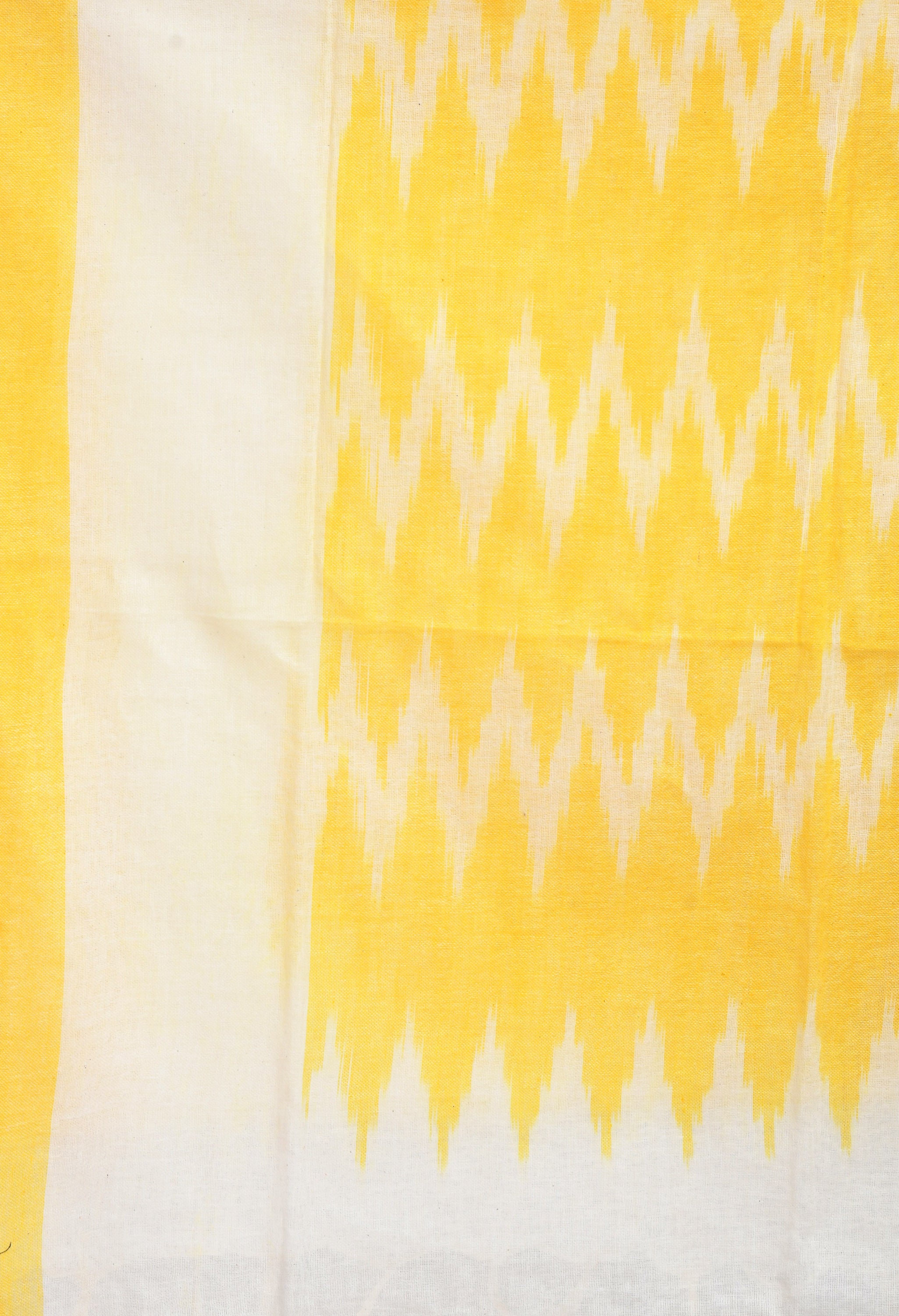 Women's Handloom Cotton Ikkat Yellow Dupatta - Moeza