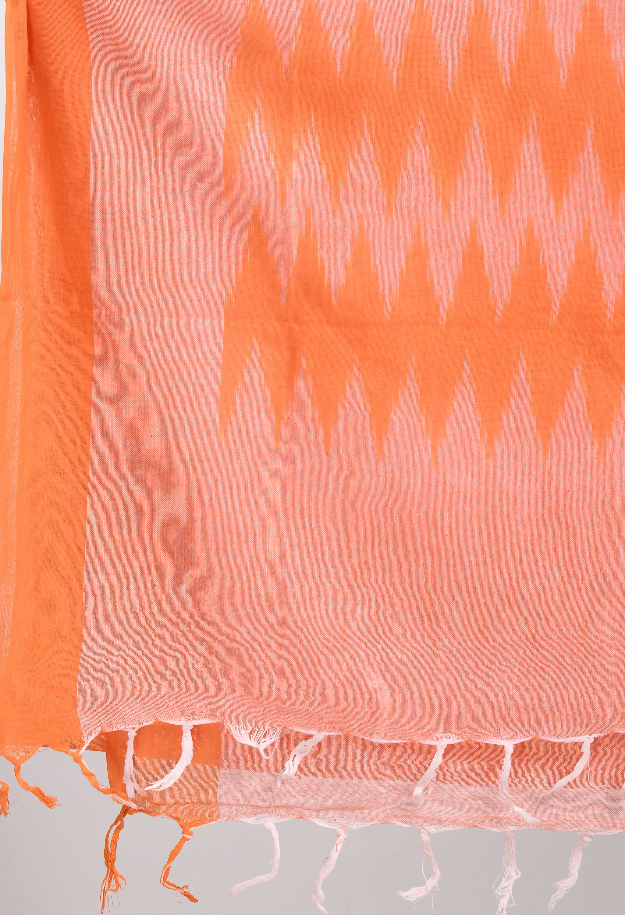Women's Handloom Cotton Ikkat Orange Dupatta - Moeza