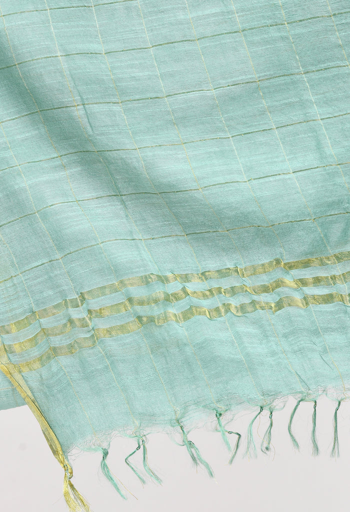 Women's Cotton Zari Box Pista Green Dupatta