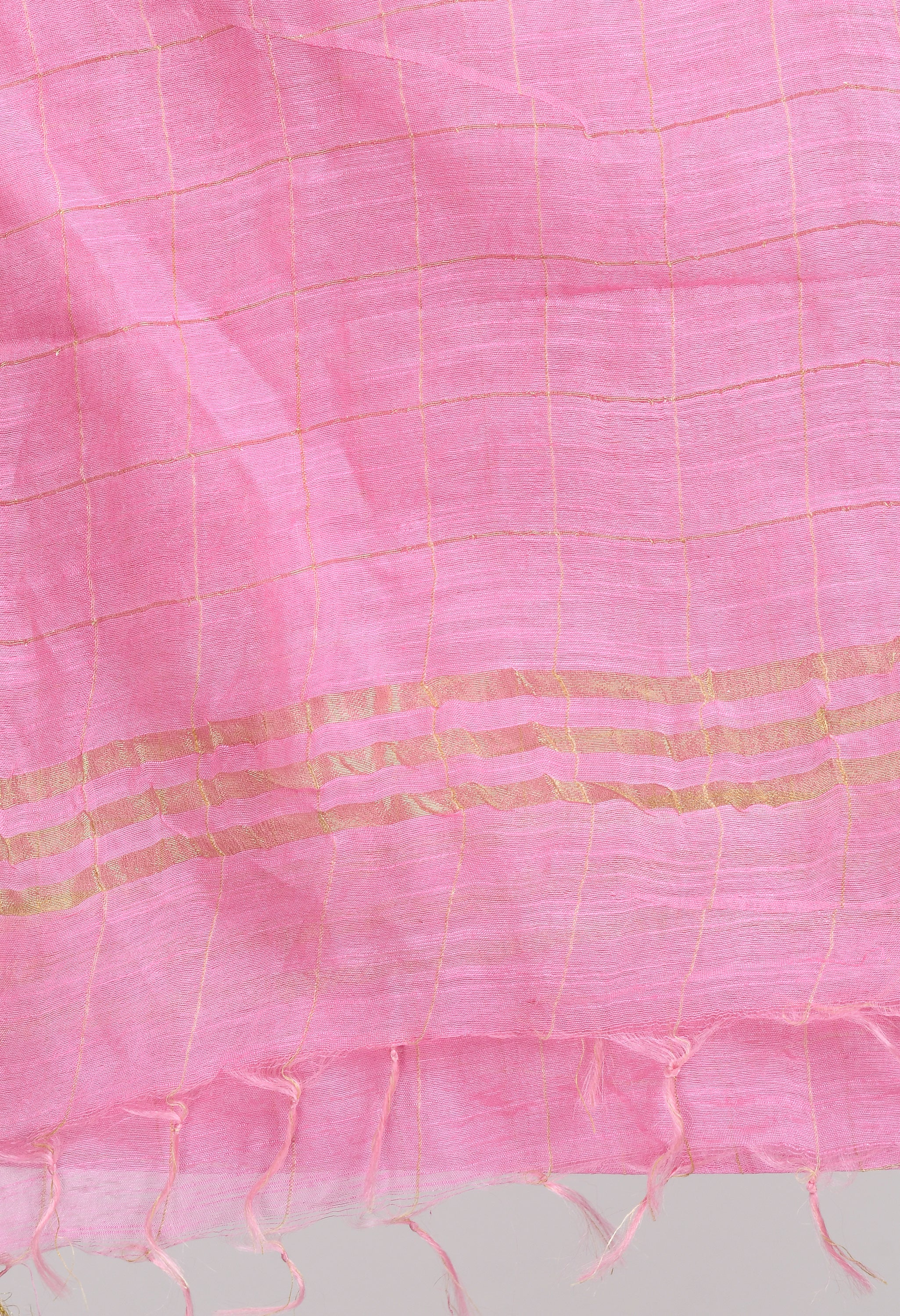 Women's Cotton Zari Box Baby Pink Dupatta - Moeza