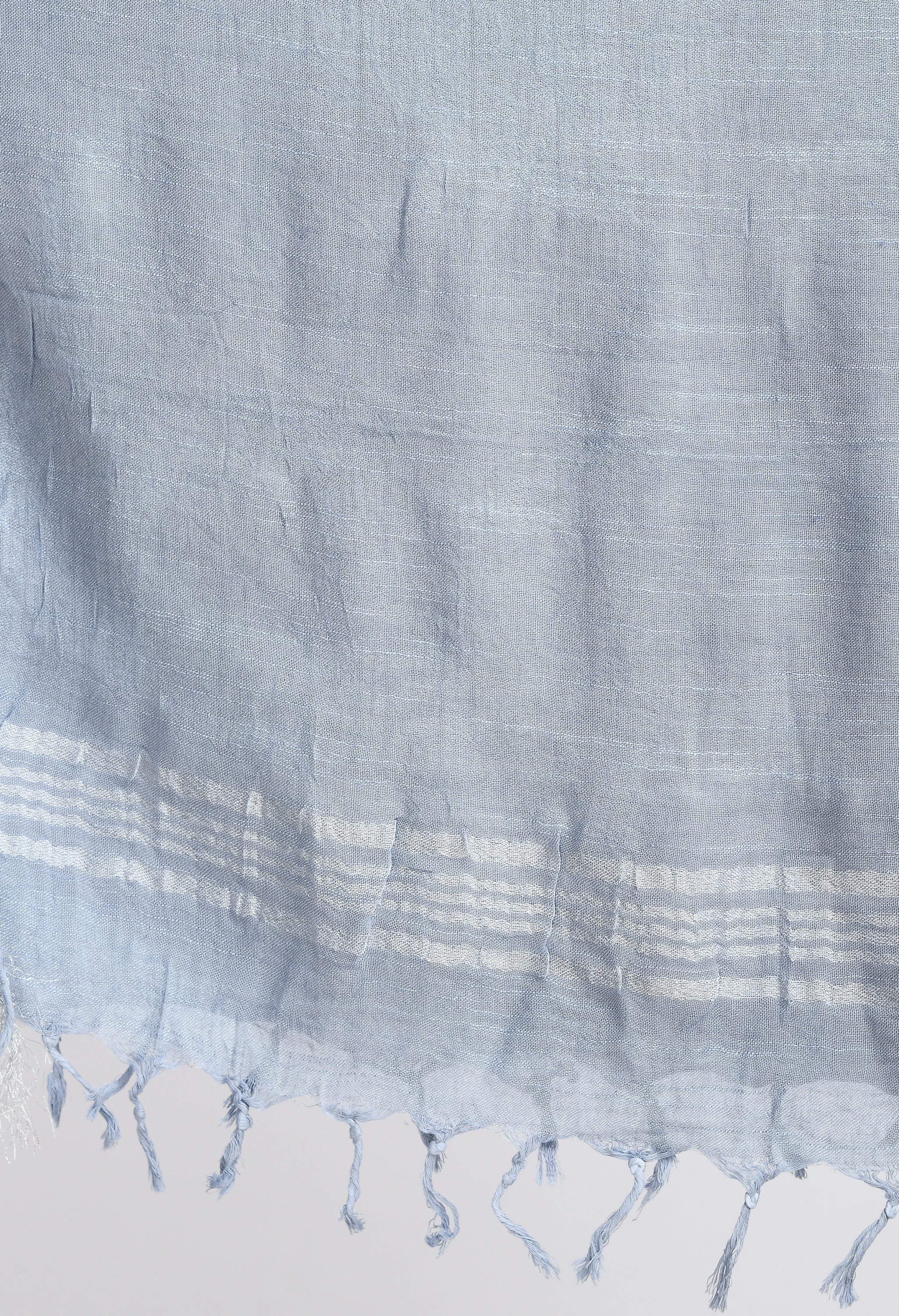 Women's Linen Cotton Silver Border Grey Dupatta - Moeza