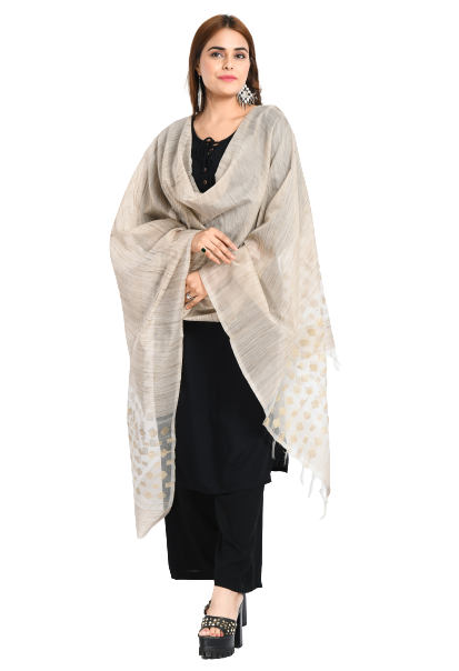 Women's Banarsi Cotton Woven Design Beige Dupatta