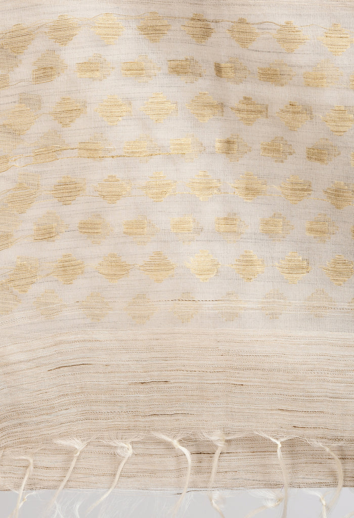 Women's Banarsi Cotton Woven Design Beige Dupatta