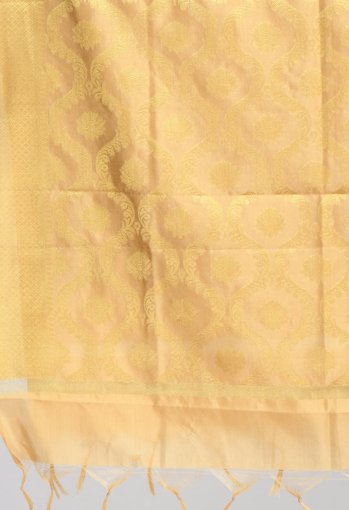 Women's Banarsi Silk All Over  Woven Design Golden Dupatta