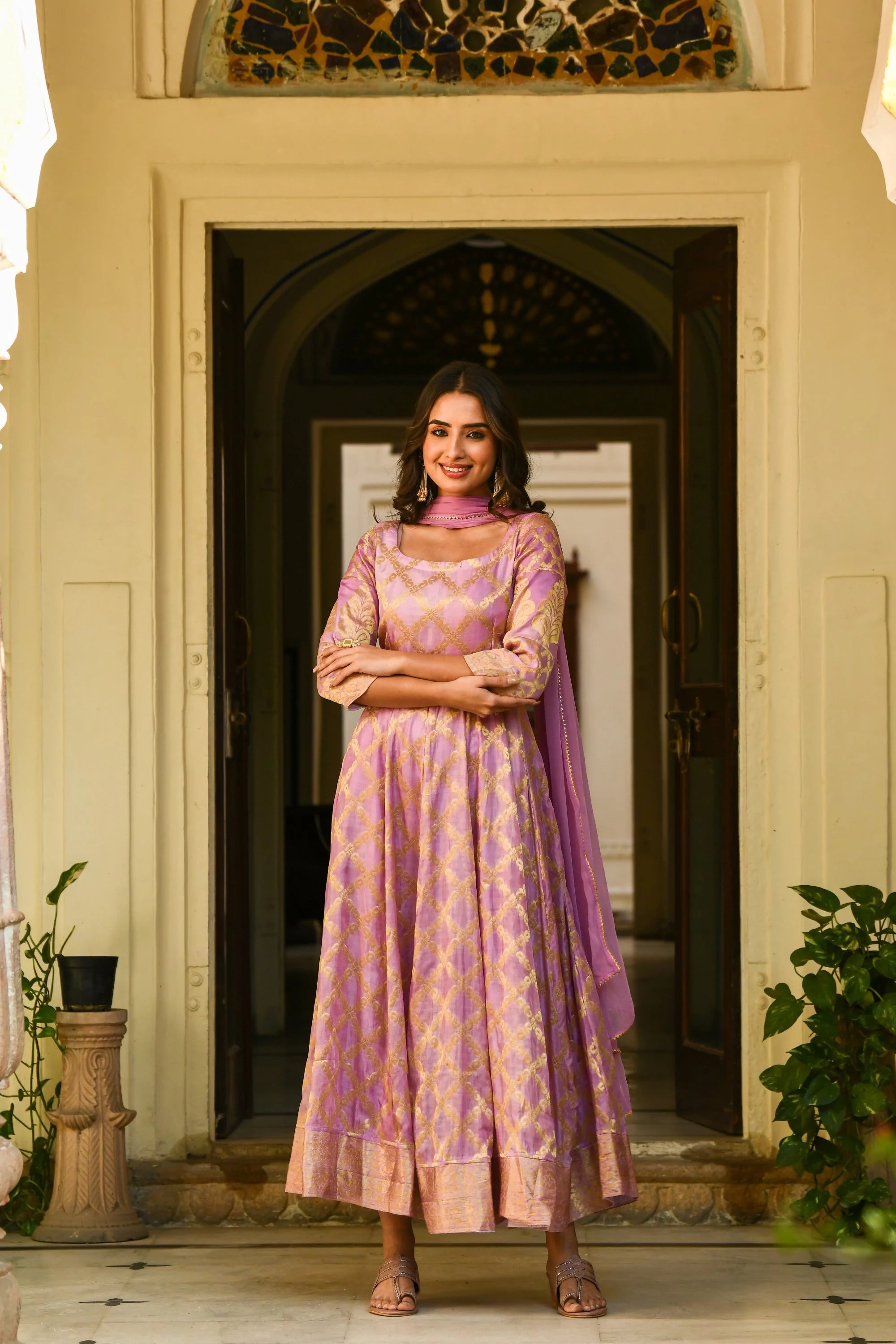 Women's Purple Anarkali Suit - (3Pcs) - Saras The Label