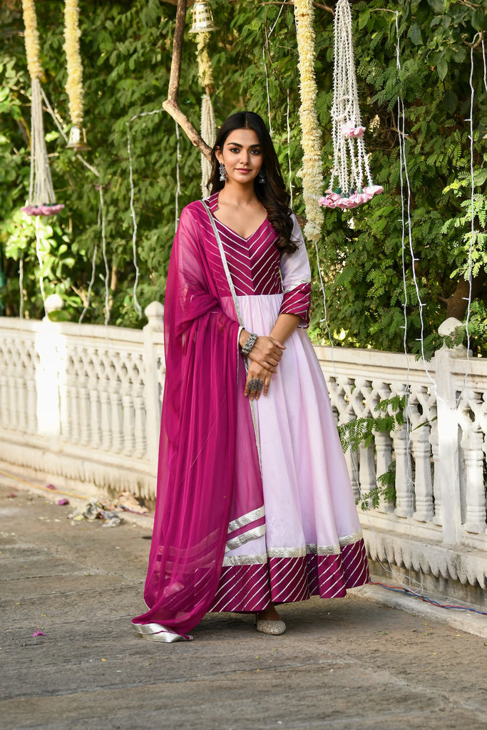 Women's Pink Anarkali Gown With Dupatta - (2Pcs)