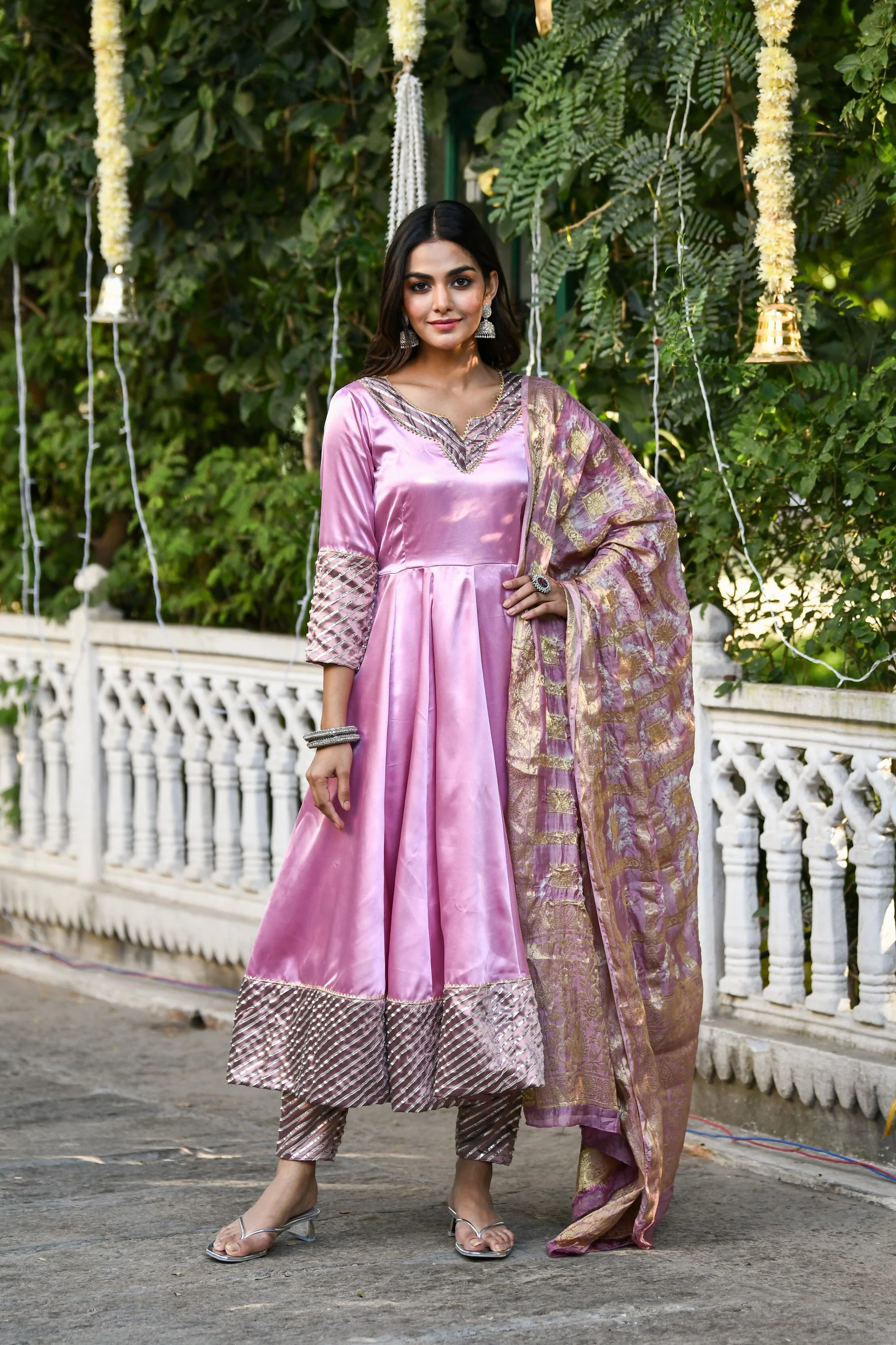 Women's Mauve Anarkali Suit Set With Dupatta- (3Pcs) - Saras The Label