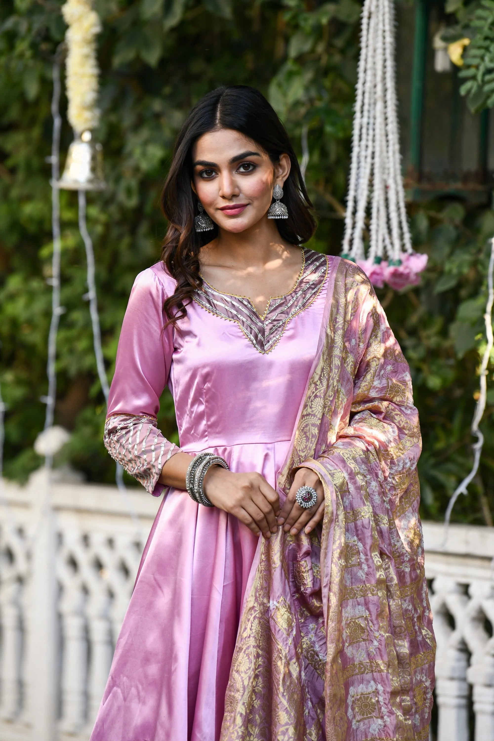 Women's Mauve Anarkali Suit Set With Dupatta- (3Pcs) - Saras The Label