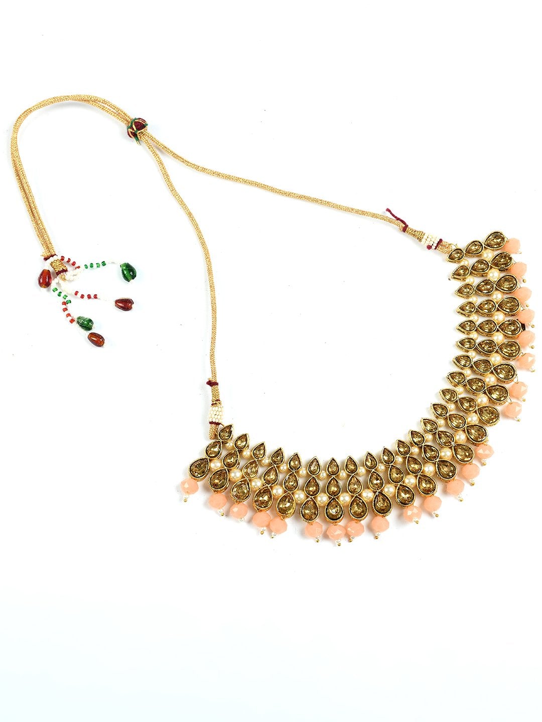 Women's golden colour kundan and beads nacklace  -Tehzeeb