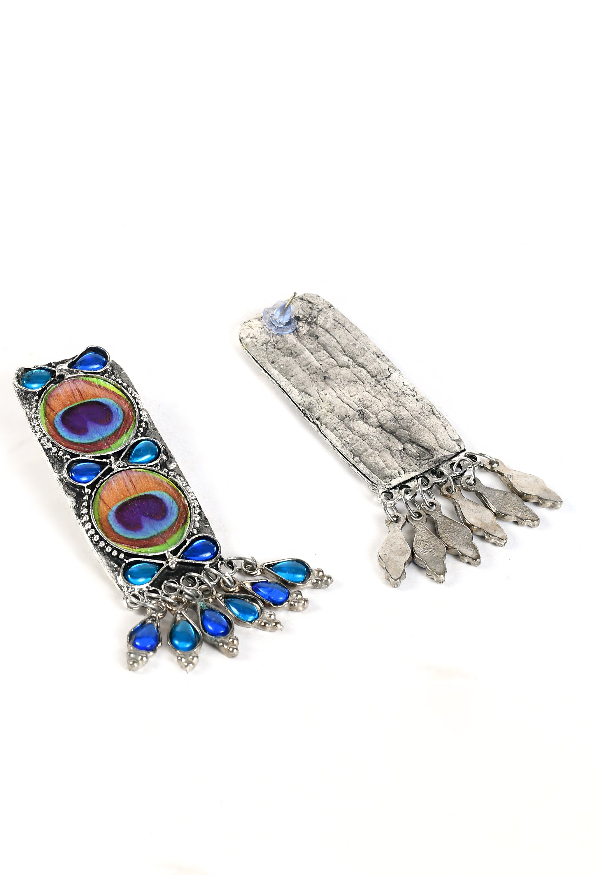 Women's Peacock Wings Desing Necklaceearrings And Ring - Tehzeeb