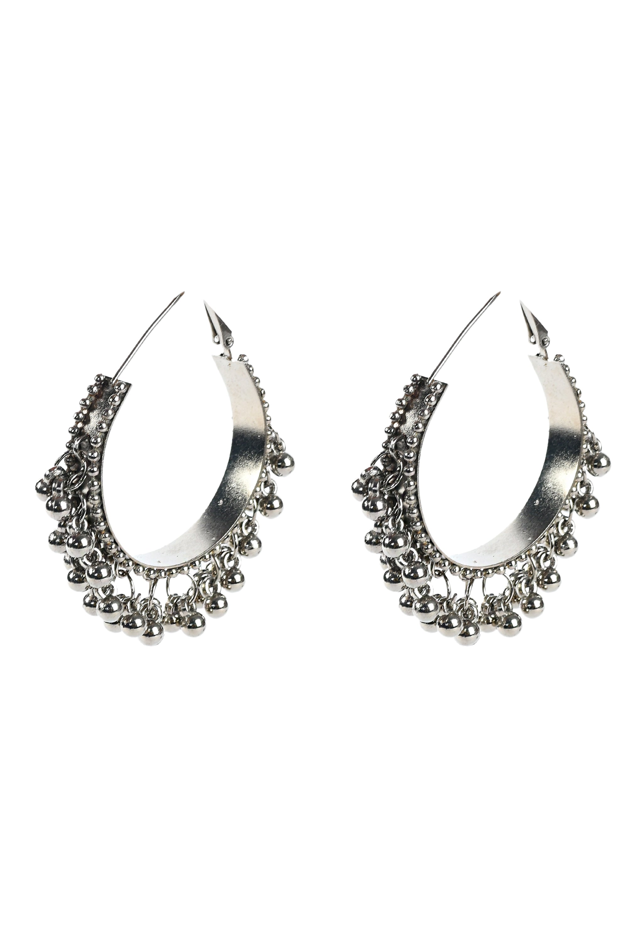 Women's Oxidised Silver Colour Necklaceand Earrings With Ghunghru Style - Tehzeeb